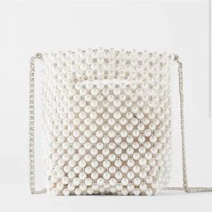 Zara Pearl Crossbody Bucket Bag
